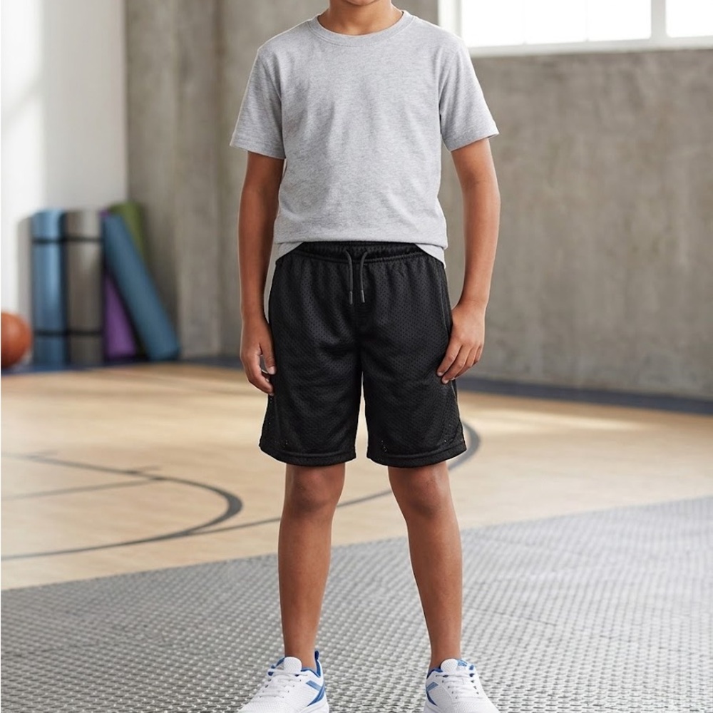 Athletic Works Black Mesh Kids Shorts with Drawstring XL